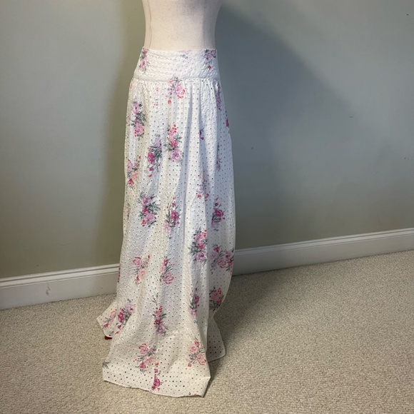 LoveShackFancy Aventi Gathered Floral Print Cotton Skirt - Size 2 - Picture 9 of 12